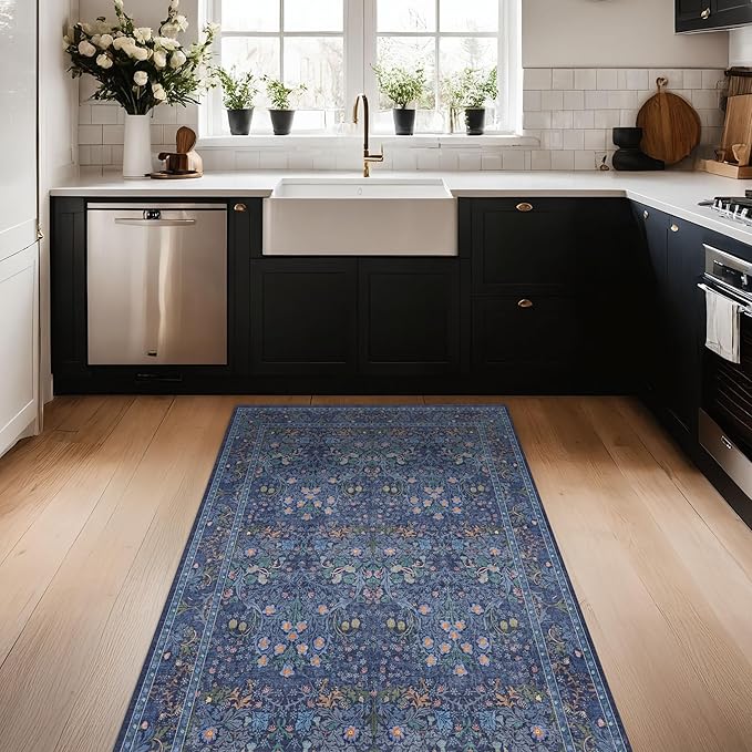 Vintage Dark Blue 3x5 Area Rugs - Image 3