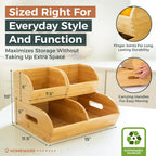 Potato and Onion Storage Bin, Stackable Bamboo Pantry Organizer and Storage