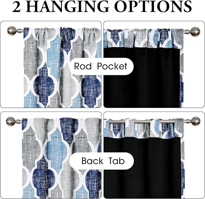 Beauoop 100% Blackout Curtains 96 Inches Long 2 Panels - Image 2
