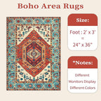 SERISSA Boho Rugs for Entryway, 2x3 Orange Entryway Rug Non-Slip Washable Small - Image 6