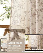 jinchan Floral Linen Curtains for Living Room 84 Inch Length Butterfly Curtain - Image 7