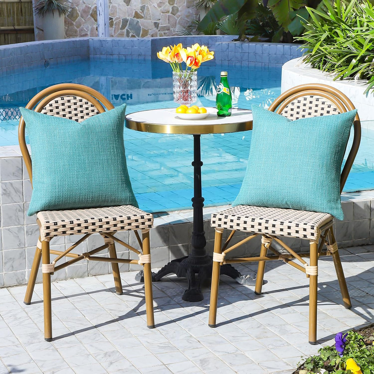 Artscope Outdoor Waterproof Throw Pillow Covers 18x18 Inch Decorative Linen Outdoor Pillows Cushion Case for Patio Couch Sofa - Turquoise