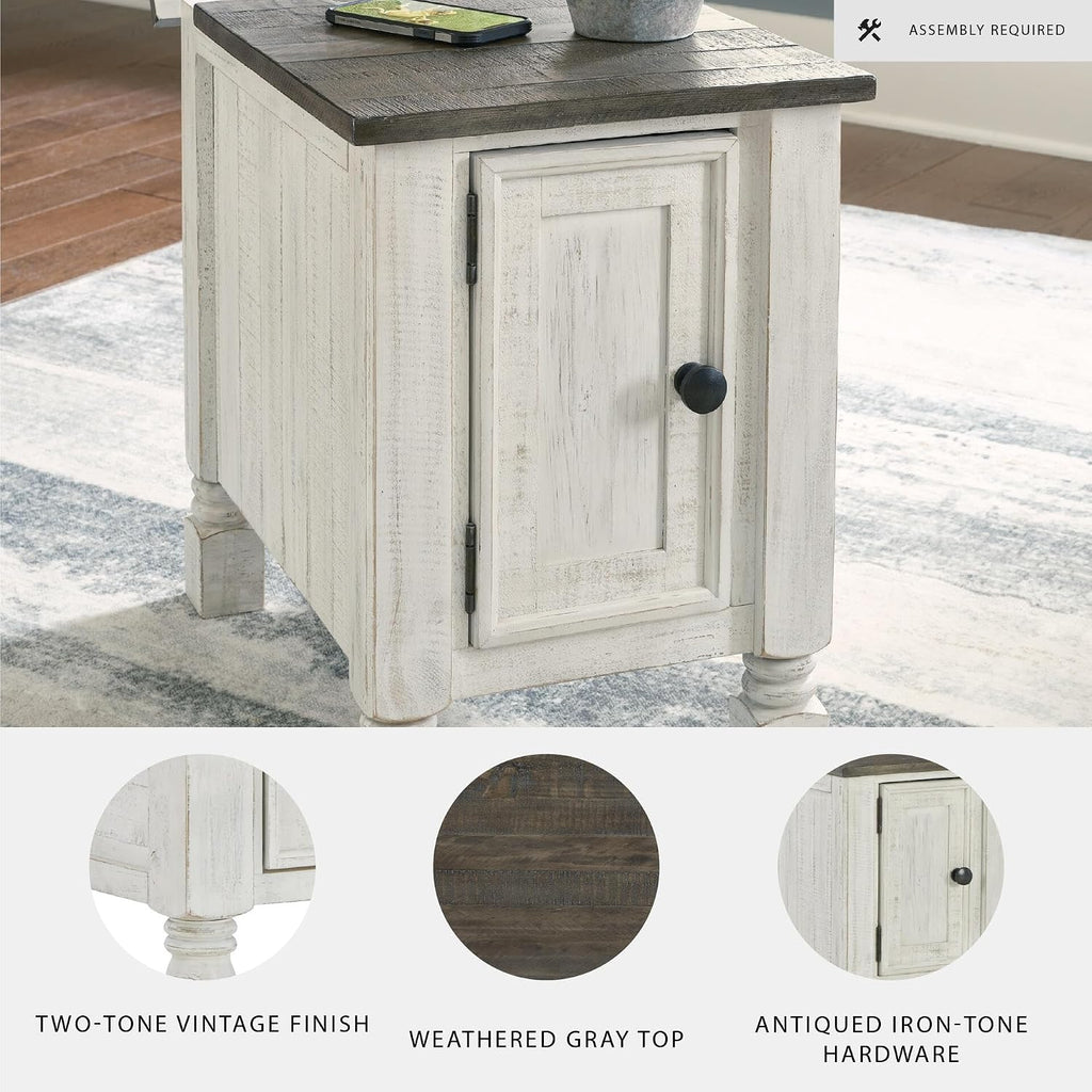 Signature Design by Ashley 1-Piece Chairside End Table, White/Gray