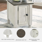 Signature Design by Ashley 1-Piece Chairside End Table, White/Gray