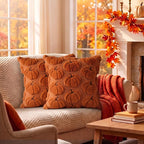Fall Pillow Covers Pumpkin Fall Decor 18x18 Set of 2 Caramel