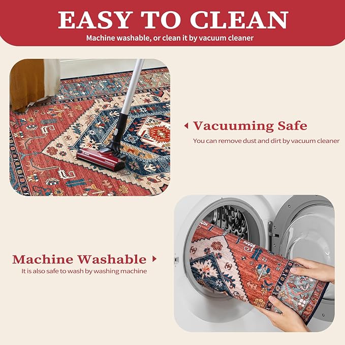 SERISSA 10x14 Area Rugs for Living Room, Large Washable Non-Slip Boho Rug - Image 3