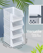 Skywin Stackable Storage Bins Open Front for Pantry Storage, 4 Pack - White