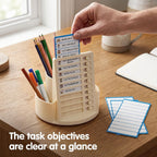 360 Rotating Pen Holder for Desk with Checklist Routine Chart Pencil Organizer To Do List Planning Board with Slider Pen Organizer with 7 Slots Desk Organizers and Accessories for Office School Home