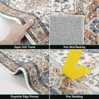 HEBE Hallway Runner Rug 2'x6' Washable Vintage Distressed Area Rugs Non Slip - Image 3