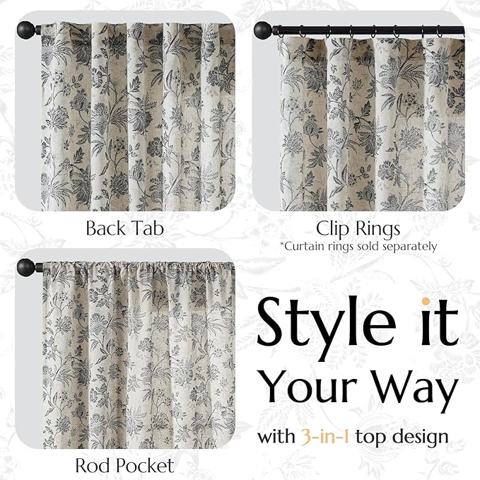 jinchan Linen Floral Curtains for Living Room - Image 5