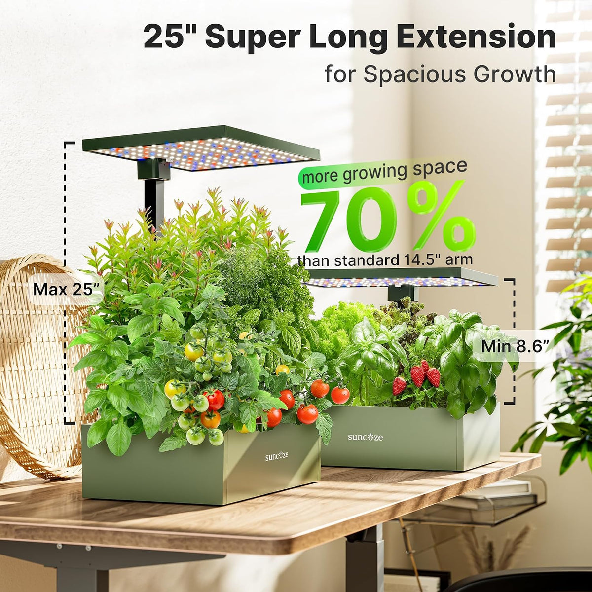 SUNCOZE Smart Hydroponics Growing System, 20 Pods, 25 in Adjustable Height