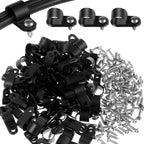 Hicarer 100 Pcs R-Type Cable Clips with Screws, 1/4" Wire Cord Organizer