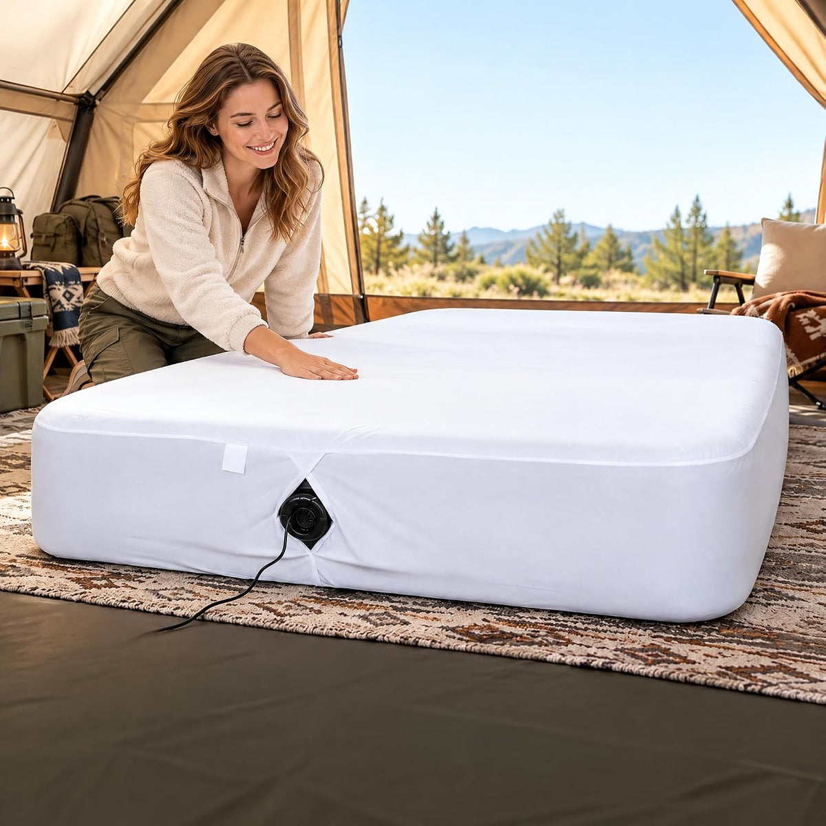 Twin Mattress Protector with Pump Opening,Air Mattress Fitted Sheets