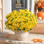 Daisy Artificial Flowers for Outdoors Fall Autumn Decoration, 6 Bundles Fake Mums Yellow Silk Flowers for Outside Look Real UV Resistant Faux Flowers Plants for Planter Front Door Home Indoor Porch