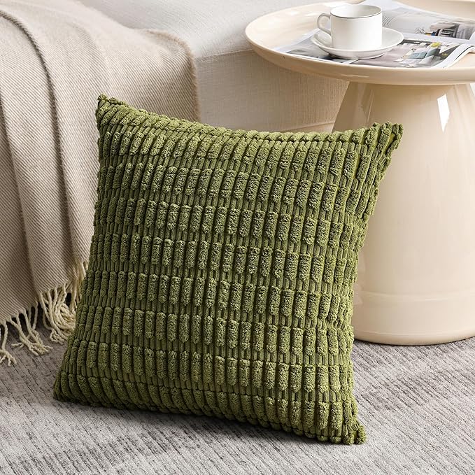 Fancy Homi 4 Packs Boho Moss Green Decorative Throw Pillow Covers 16x16 Inch - Image 2