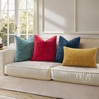 decorUhome Red Chenille Throw Pillow Covers 18x18 Set of 2 Textured Soft Cozy - Image 6