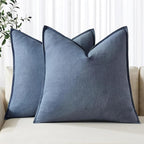 MIULEE Decorative Linen Pillow Covers 18x18 Inch Blue Ashes Boho Farmhouse by MIULEE
