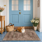 Brown Boho Washable 3x6 Entryway Runner Rug, Indoor Hallway Kitchen Floor Rug - Image 3