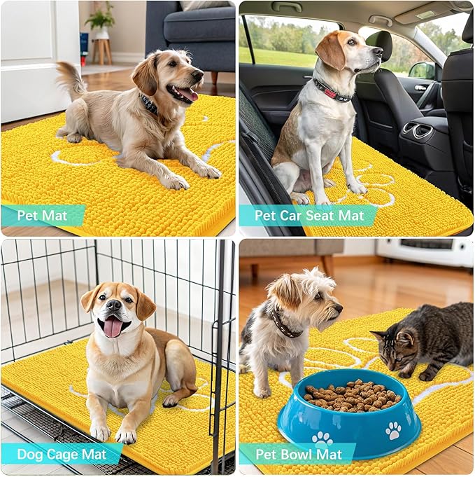 OLANLY Dog Door Mat for Muddy Paws 48x30, Paw Print Design, Absorbs Moisture - Image 7