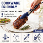 Kitchen Utensils Set,9 PCS Silicone Cooking Utensils Set Spatula Set,Tongs,Spoon,Whisk,Brush,Dishwasher Safe Kitchen Gadgets for Non-Stick Cookware,Home Essential，Kitchen Appliances(Navy Blue)