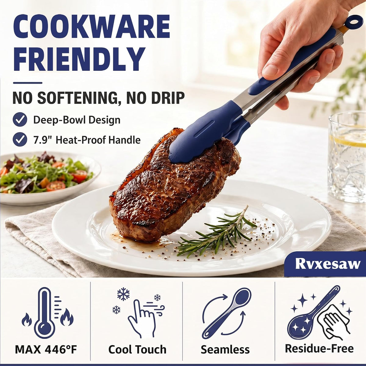 Kitchen Utensils Set,9 PCS Silicone Cooking Utensils Set Spatula Set,Tongs,Spoon,Whisk,Brush,Dishwasher Safe Kitchen Gadgets for Non-Stick Cookware,Home Essential，Kitchen Appliances(Navy Blue)