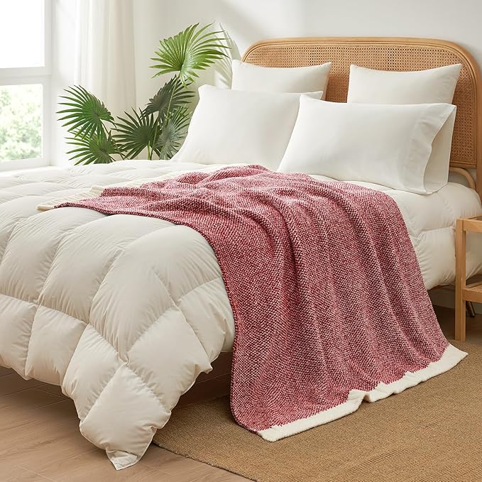 Snuggle Sac Red Throw Blanket for Couch, Super Soft Warm Christmas Red Blankets - Image 7