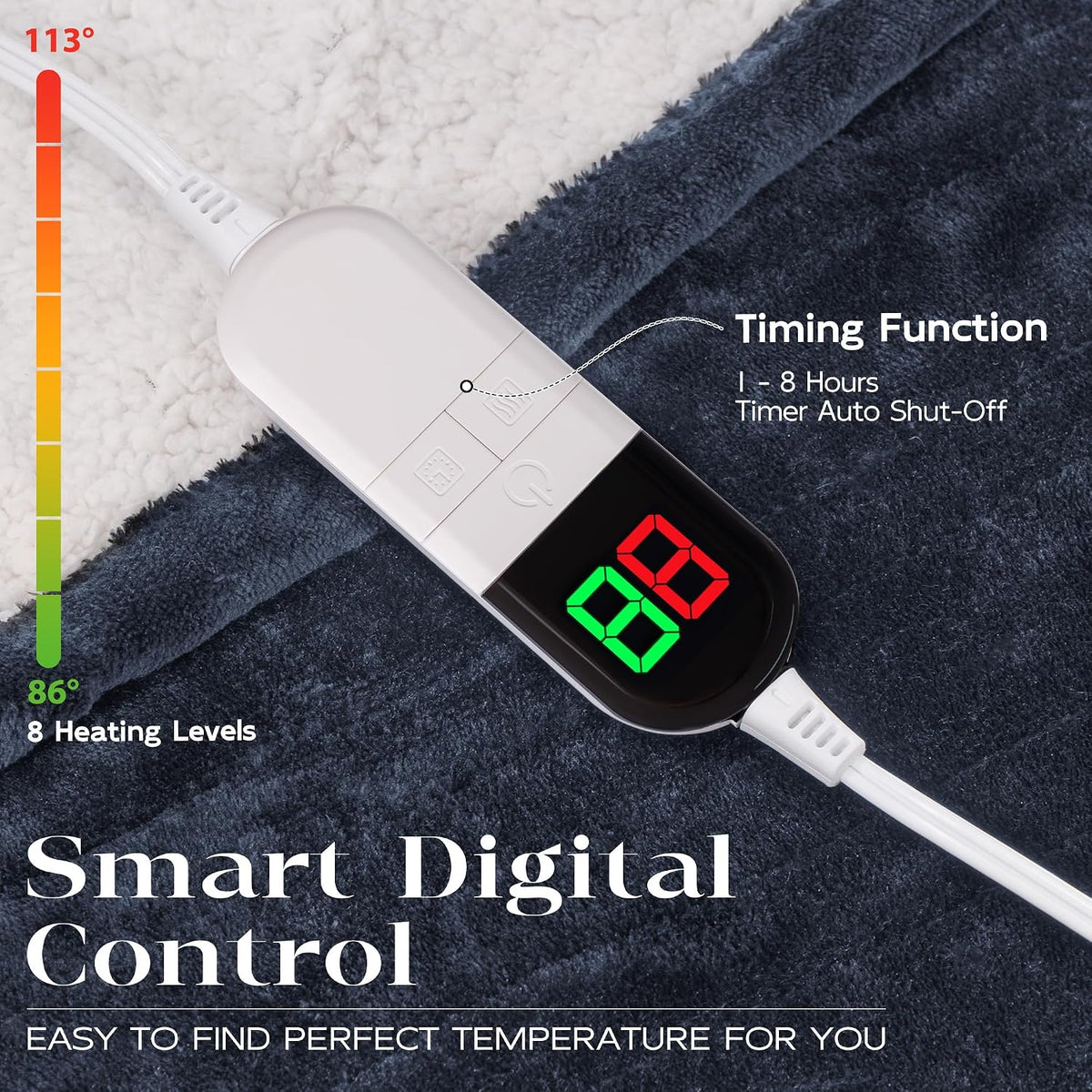 Electric Heated Throw Blanket Premium Soft 8 Heating Levels