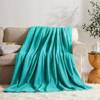 KMUSET Fleece Blanket Twin Size Teal Lightweight Super Soft Cozy Luxury Bed - Image 3