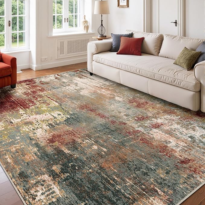 Washable Area Rugs 6'x9' Non-Slip Modern Abstract Soft by RELEANY