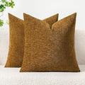 MIULEE Pack of 2 Couch Throw Pillow Covers 18x18 Inch Soft Mustard Chenille by MIULEE