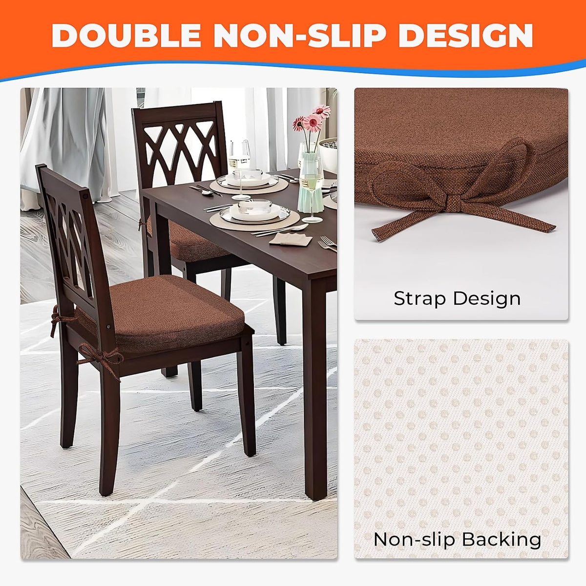 Sunsleek Chair Cushions for Dining Chairs D-Shaped Seat Cushions Chair Pads