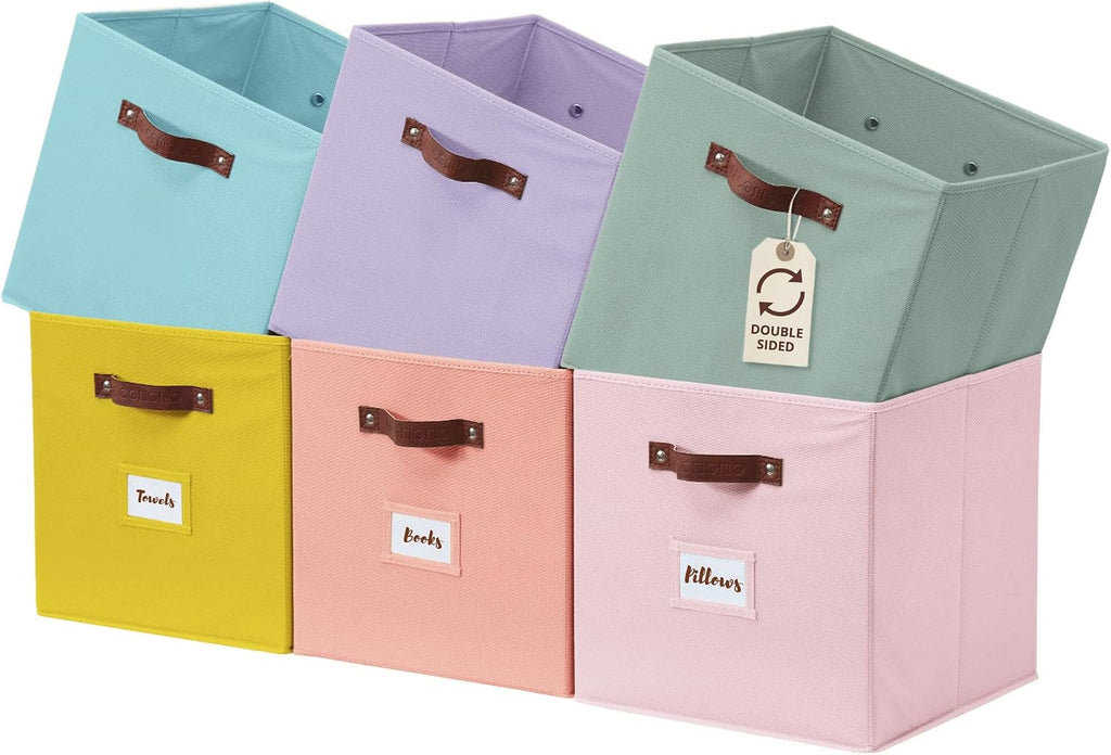 DECOMOMO Storage Bins, Cube Storage Bin with Labels