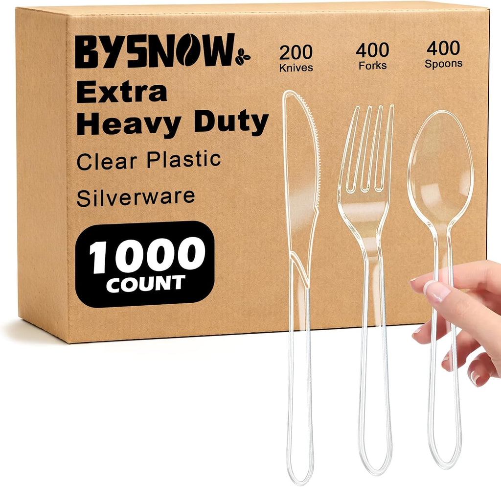BYSNOW Extra Heavy Duty Plastic Silverware