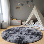 ONASAR Round Rugs 6ft for Living Room Bedroom, Tie-Dyed Dark Grey Fluffy Circle - Image 5