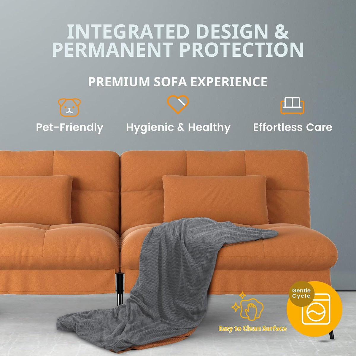 COMHOMA Futon Sofa Bed, 72″ Convertible Sleeper Sofa, Upholstered Loveseat