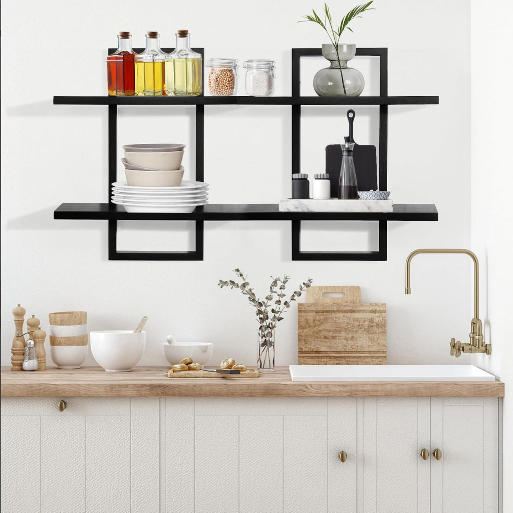 Floating Shelves for Wall,Decorative Wall Shelves Black,Plants Shelf Framed