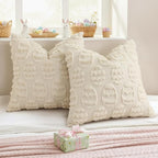 decorUhome Easter Beige Egg Pillow Covers 18x18 Inch Set of 2, Soft Plush Faux - Image 5
