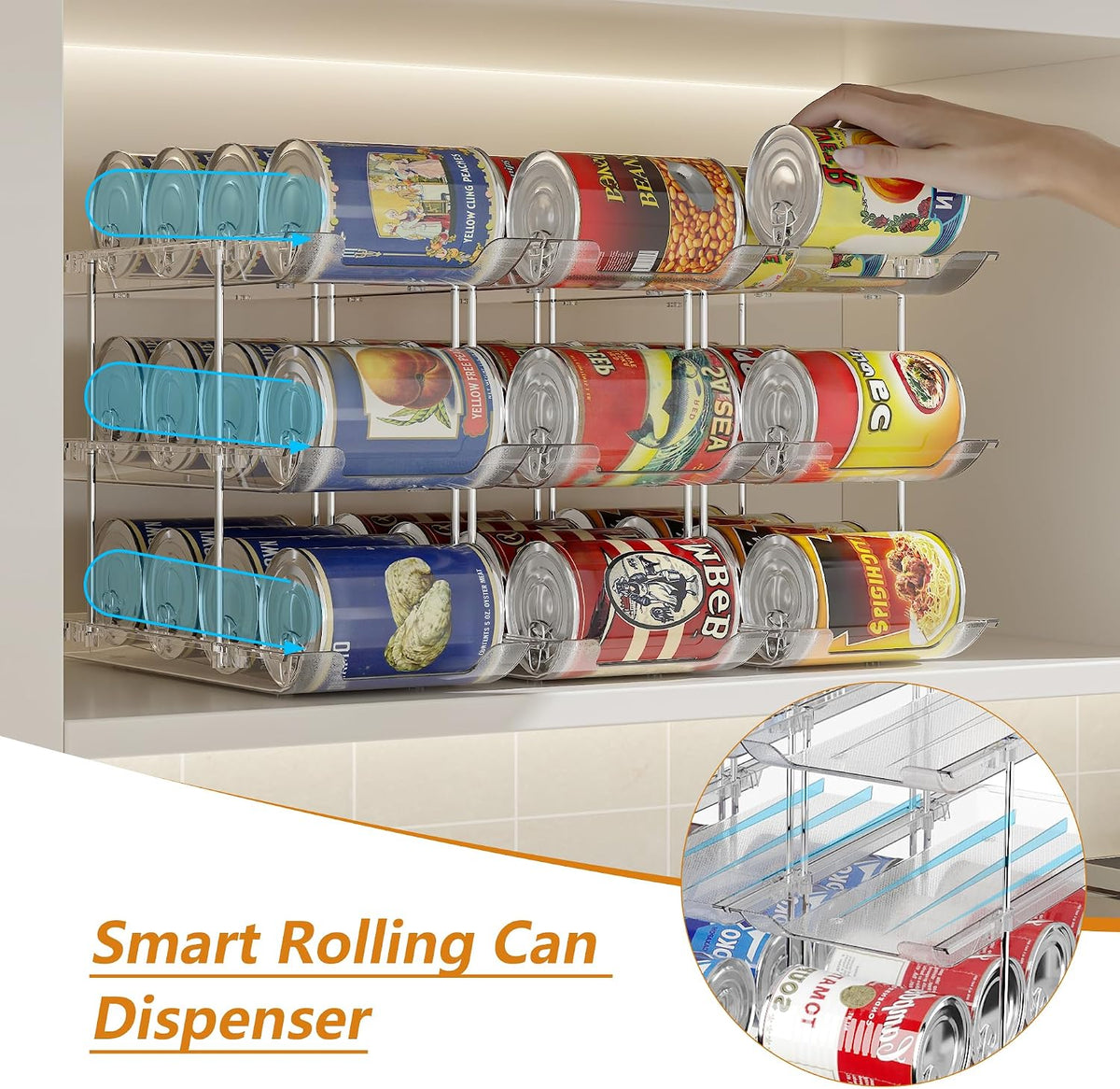 LXLXXL Can Organizer for Pantry Canned Food Storage Goods Holders 3 Tier