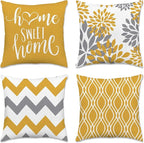 Hexagram Geometric Yellow Pillow Covers 16x16 Set of 4, Decorative Outdoor Boho by Hexagram