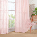 LAMIT Pink Linen Curtains 54 Inch Length 2 Panels, Light Filtering Panels Back - Image 9