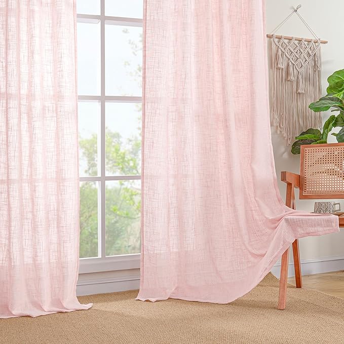LAMIT Linen Curtains 90 Inch for Living Room, Back Tab and Rod Pocket Linen - Image 9