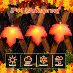 Fall Decor Maple Leaf String Lights, 8.5Ft Fall String Lights Plug In with 10 LED Orange Leaves Lights, Thanksgiving Lights Indoor Outdoor for Autumn Home Fireplace Harvest Thanksgiving Decorations