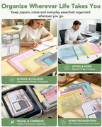 8 Mesh Zipper Pouches + 1 File Organizer Bag,9‑Pc Document Organizer Set