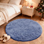 OLANLY Denim Blue Round Rugs for Bedroom - Image 3