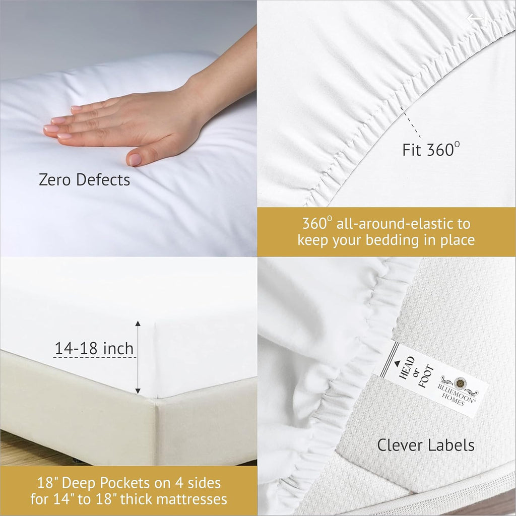 1000 Series High Thread Count Luxury Full Sheets -Light Grey Cooling Sheet