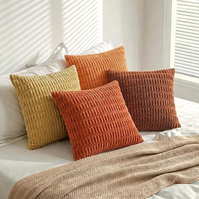 Fancy Homi Set of 4 Fall Decorative Throw Pillow Covers 12x12 Inch - Image 7