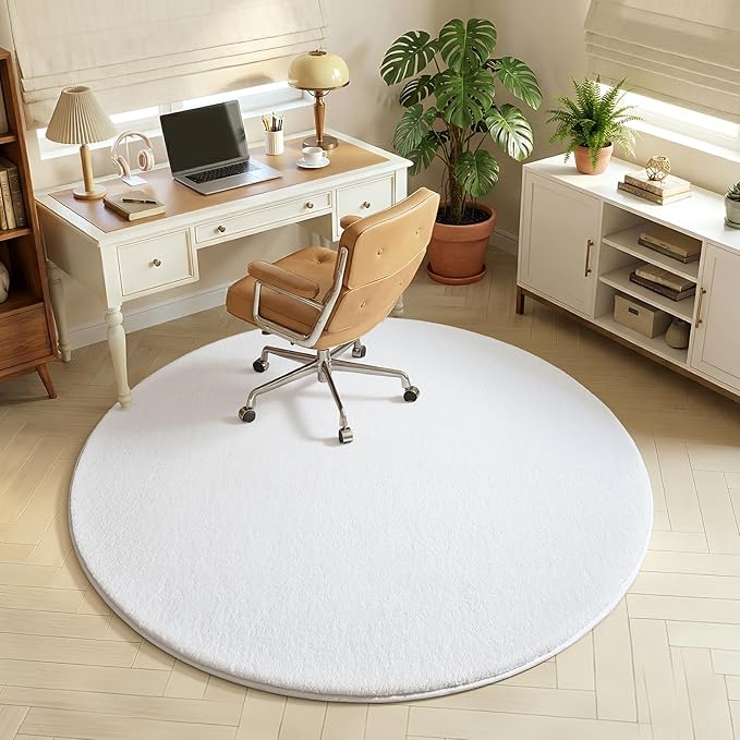 Amearea White Round Area Rugs 4ft Washable Circle Rugs - Image 8