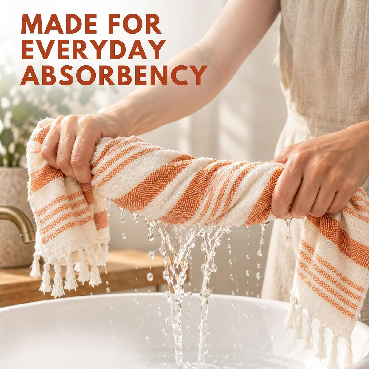Folkulture Turkish Fall Hand Towels for Bathroom, Orange Set of 2(16"x30")