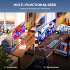 DUMOS 40 Inch Small Computer Desk, Home Office Desks for Bedroom, Brown