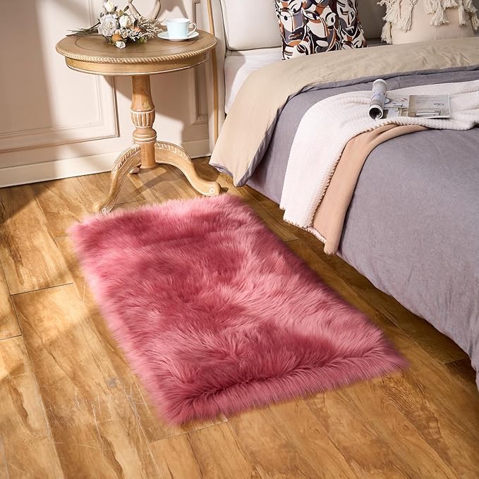 EasyJoy Ultra Soft Fluffy Shaggy Area Rug Faux Fur Rug Chair Cover Seat Pad - Image 6